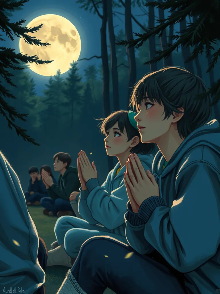 Exploración de la práctica del ritual energético bajo la luna llena y el amuleto espiritual para los estudiantes.