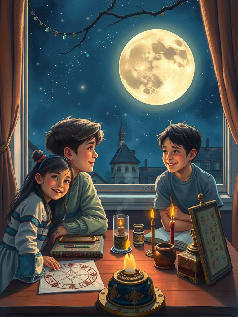Un viaje creativo en busca de la paz interior y la felicidad familiar bajo la luna llena.