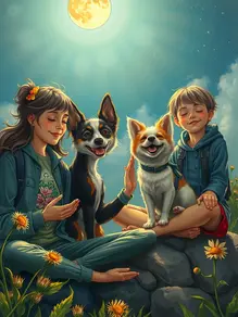 Sob a luz da manhã, inicie uma jornada de proteção e sorte com seu animal de estimação.