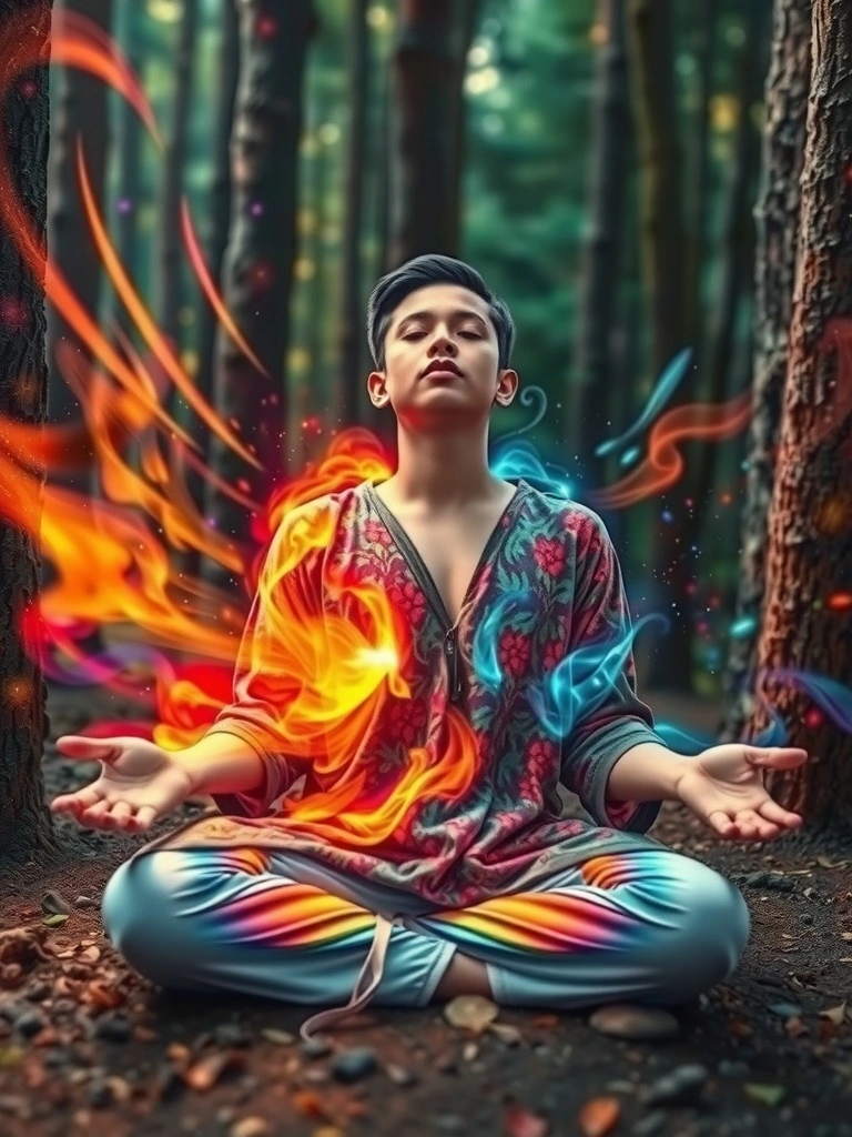Transforming the colors of spiritual life to enhance self-luck energy.