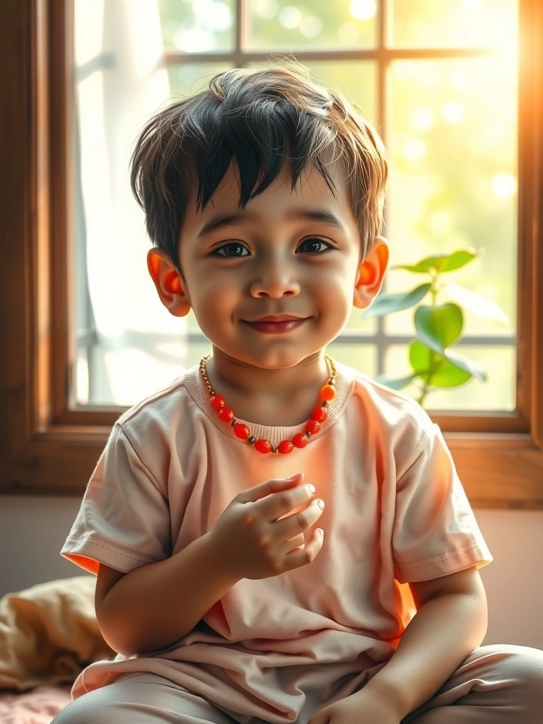Coral jade healing energy guides children through emotional turning points.