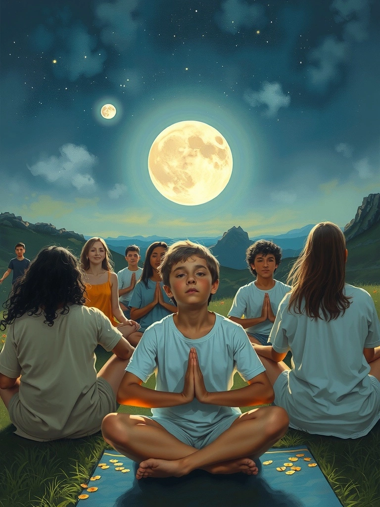 On a full moon night, practice yoga to cultivate protective energy and the cycle of good fortune.