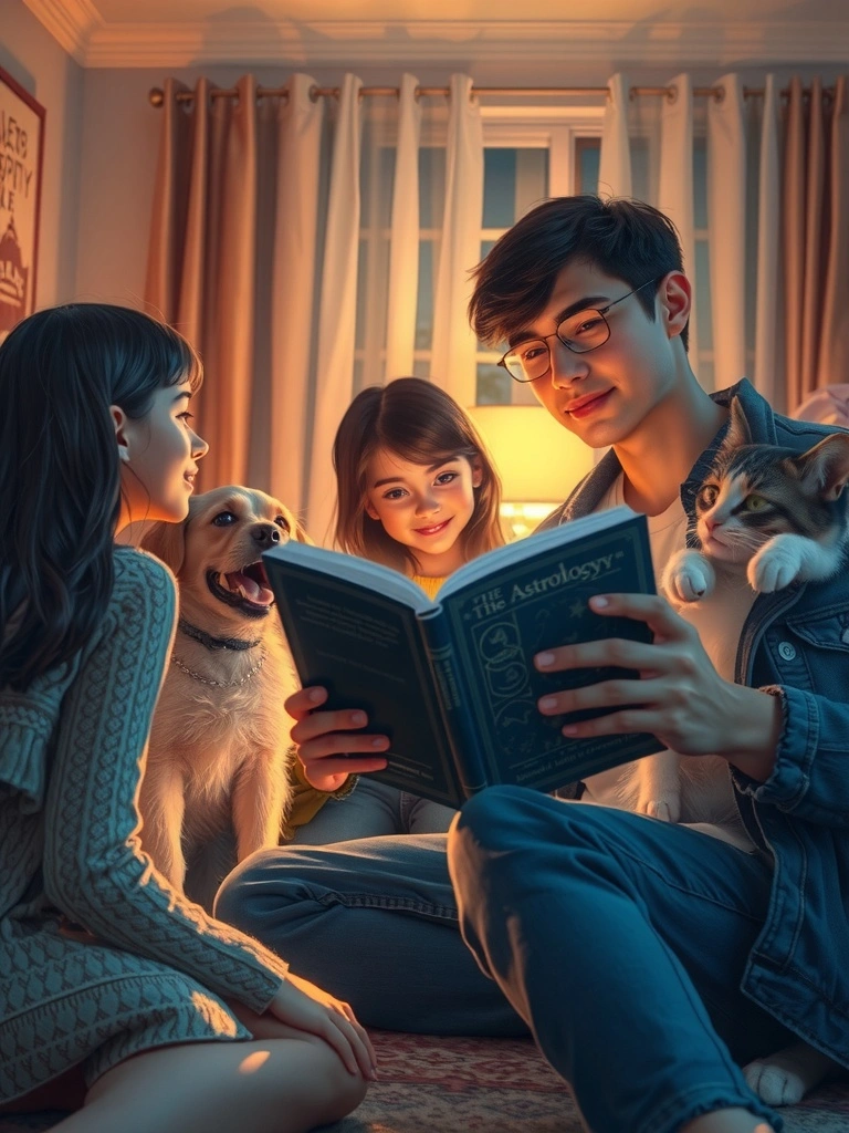 Mười hai cung hoàng đạo thú cưng đi kèm bảo vệ hạnh phúc và vận may gia đình trước khi ngủ.