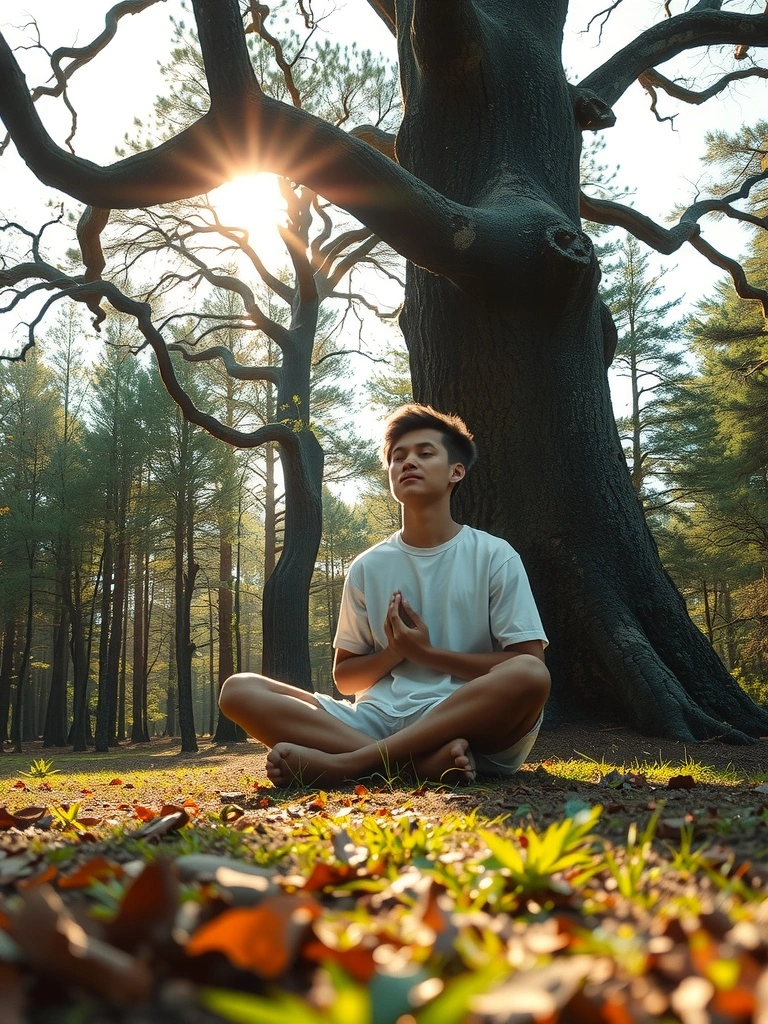 Meditazione forestale mattutina per stimolare strategie di fortuna e energia protettiva